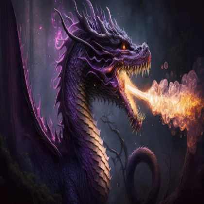A Dragon That Breathes Purple Fire