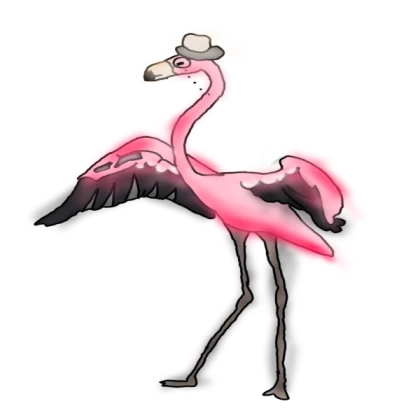 A massive Godzilla-like flamingo
