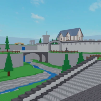 Old European Village Bridge with Ramps